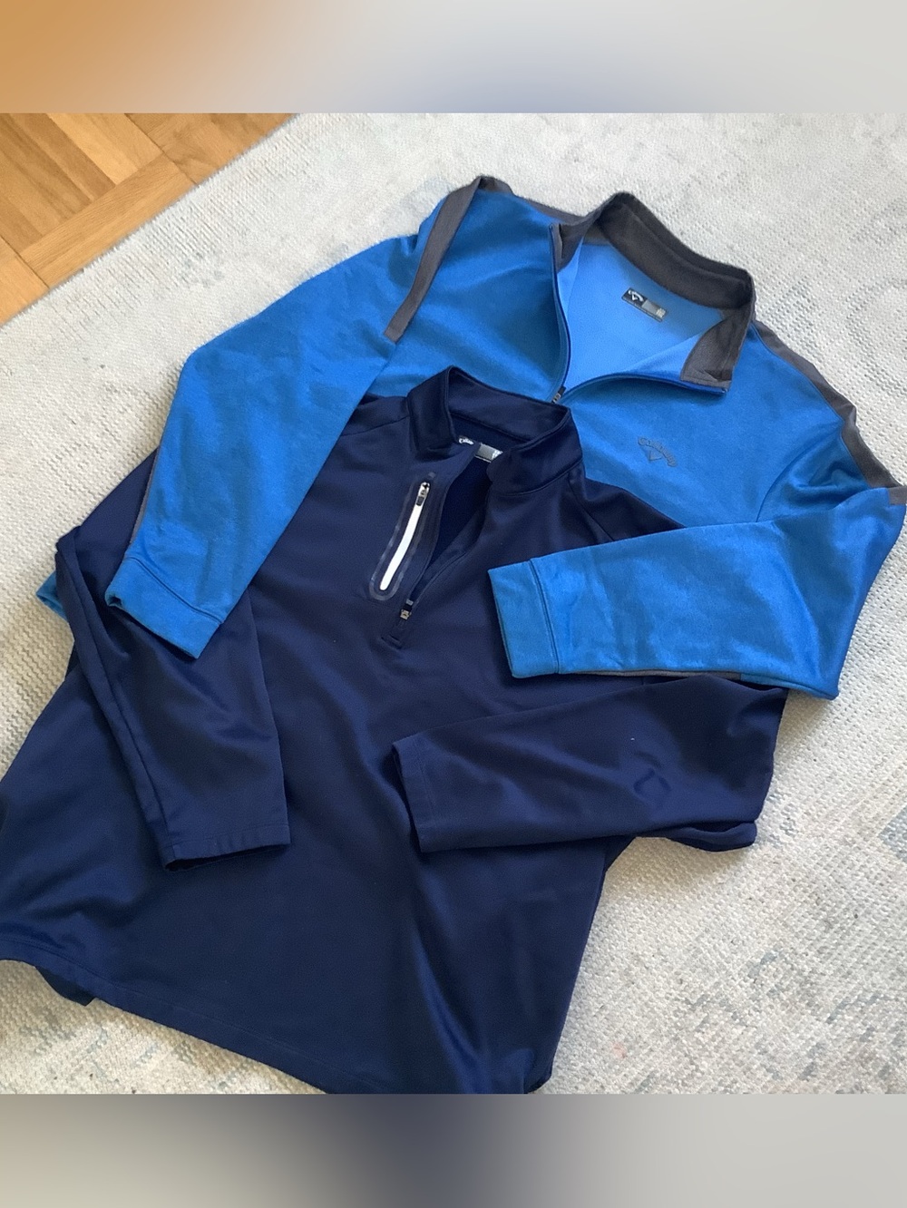 Pair of Callaway Men's Blue and Navy Quarter-Zip Pullover Sweatshirts Sz XXL